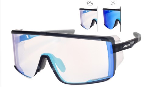 Okulary Arctica S-365F rowerowe fotochromowe 1-3 z bocznymi odczepianymi osłonami i niebieską powłoką revo
